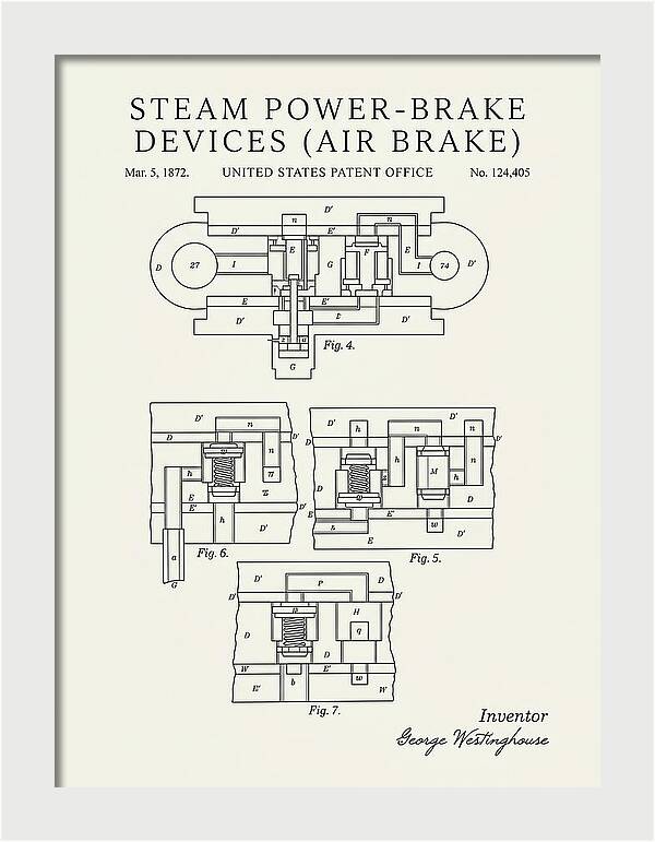Steam Power Brake Devices Air Brake Minimalist Patent Us124405