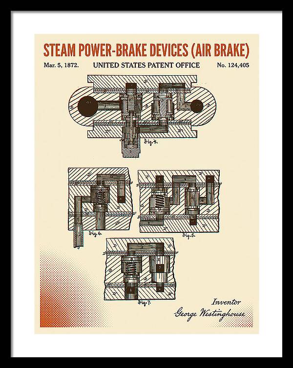 Steam Power Brake Devices Air Brake Retro Patent Us124405