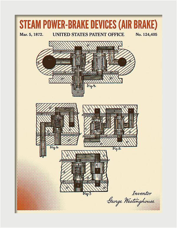 Steam Power Brake Devices Air Brake Retro Patent Us124405
