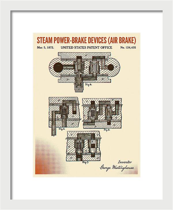 Steam Power Brake Devices Air Brake Retro Patent Us124405