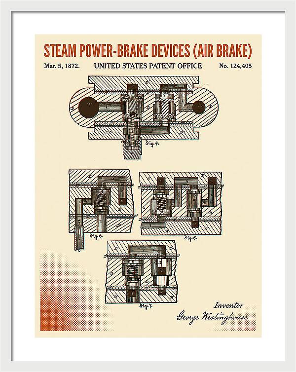 Steam Power Brake Devices Air Brake Retro Patent Us124405