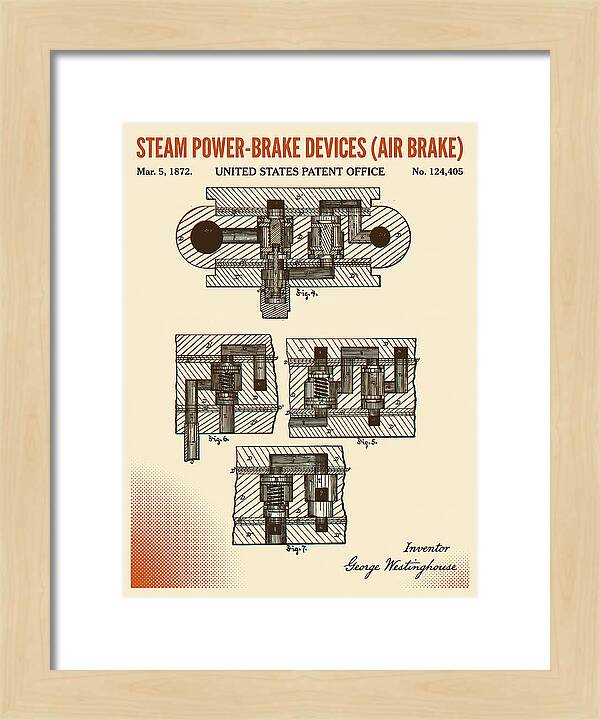 Steam Power Brake Devices Air Brake Retro Patent Us124405