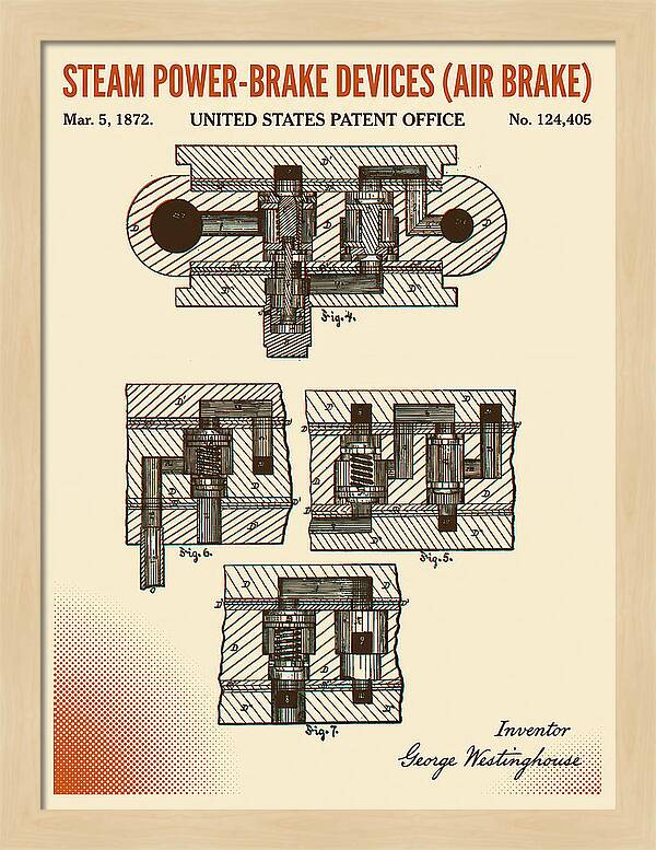 Steam Power Brake Devices Air Brake Retro Patent Us124405