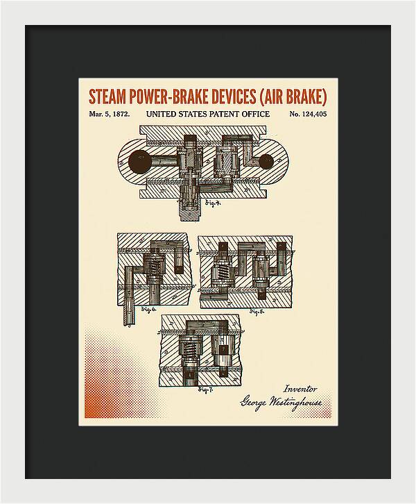 Steam Power Brake Devices Air Brake Retro Patent Us124405