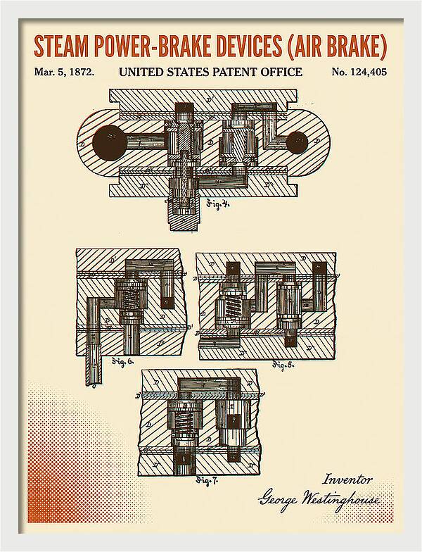 Steam Power Brake Devices Air Brake Retro Patent Us124405