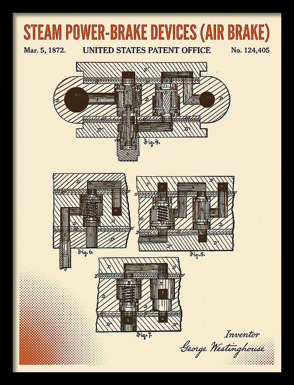 Steam Power Brake Devices Air Brake Retro Patent Us124405