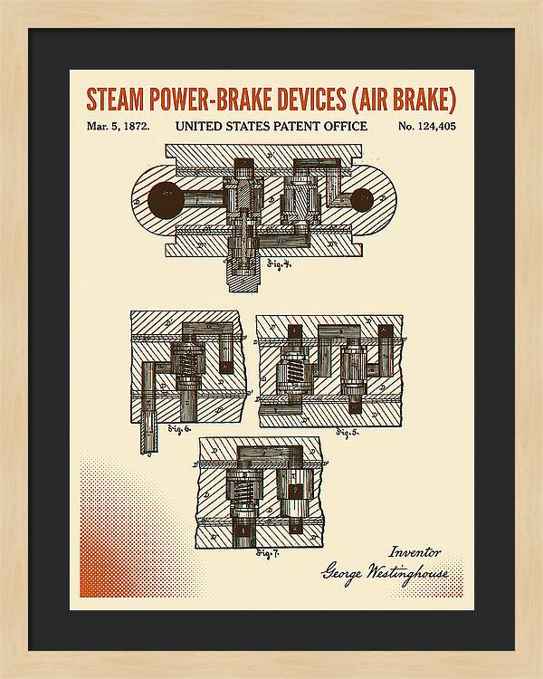 Steam Power Brake Devices Air Brake Retro Patent Us124405
