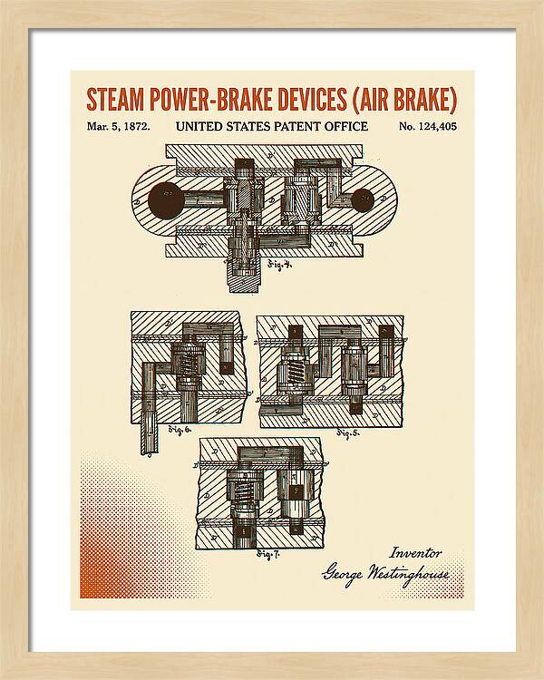 Steam Power Brake Devices Air Brake Retro Patent Us124405
