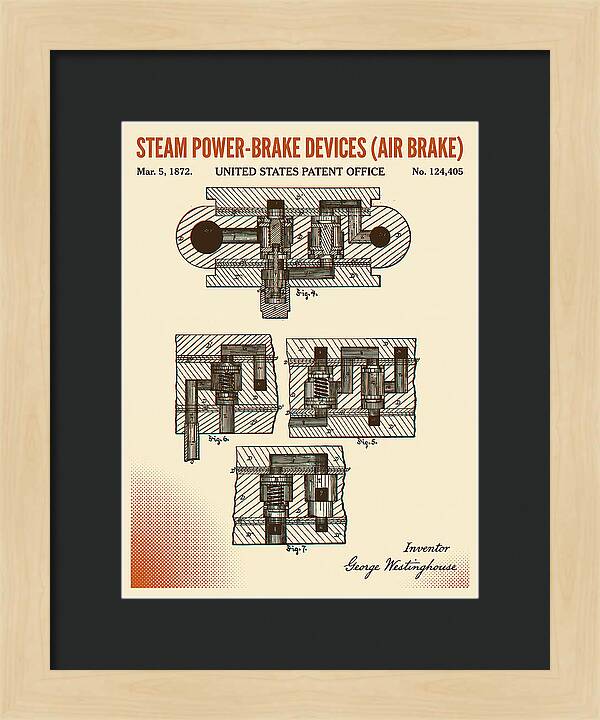 Steam Power Brake Devices Air Brake Retro Patent Us124405