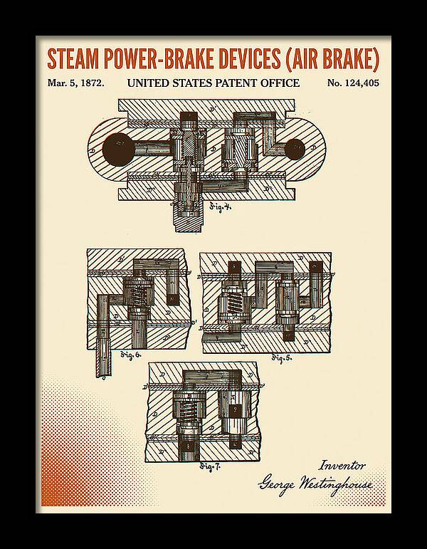 Steam Power Brake Devices Air Brake Retro Patent Us124405