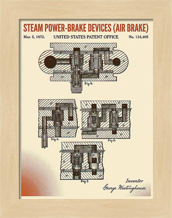 Steam Power Brake Devices Air Brake Retro Patent Us124405