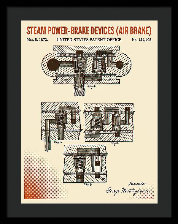 Steam Power Brake Devices Air Brake Retro Patent Us124405