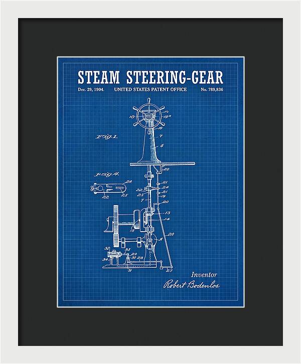 Steam Steering Gear Blueprint Patent Us789836