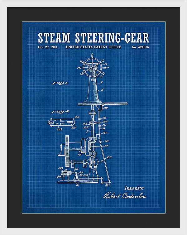 Steam Steering Gear Blueprint Patent Us789836
