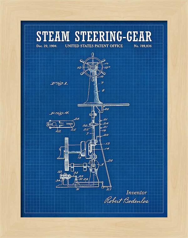 Steam Steering Gear Blueprint Patent Us789836