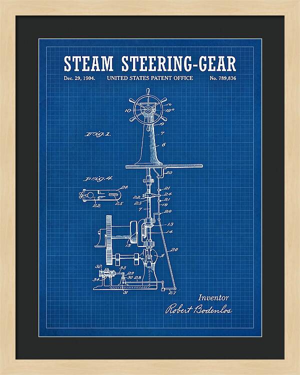 Steam Steering Gear Blueprint Patent Us789836