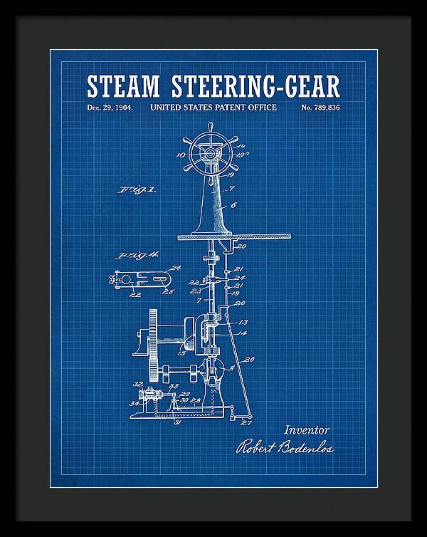 Steam Steering Gear Blueprint Patent Us789836