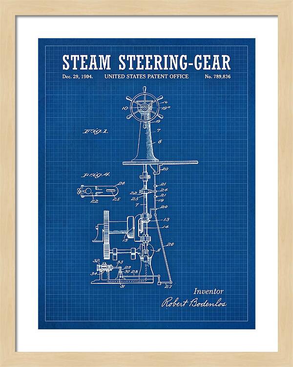 Steam Steering Gear Blueprint Patent Us789836