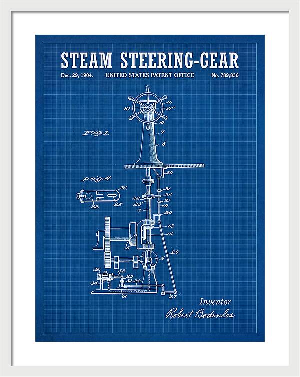 Steam Steering Gear Blueprint Patent Us789836