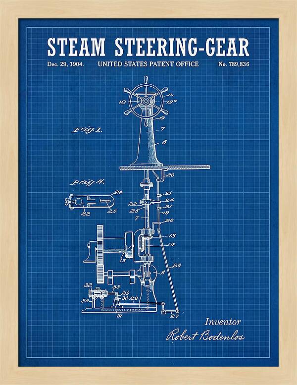 Steam Steering Gear Blueprint Patent Us789836