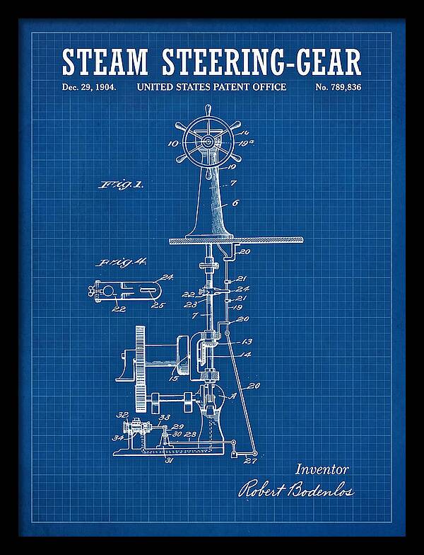 Steam Steering Gear Blueprint Patent Us789836