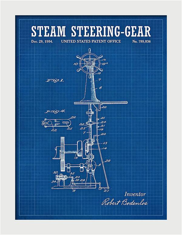 Steam Steering Gear Blueprint Patent Us789836