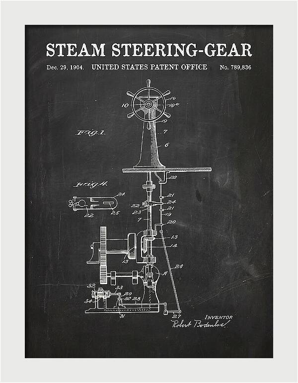 Steam Steering Gear Chalkboard Patent Us789836