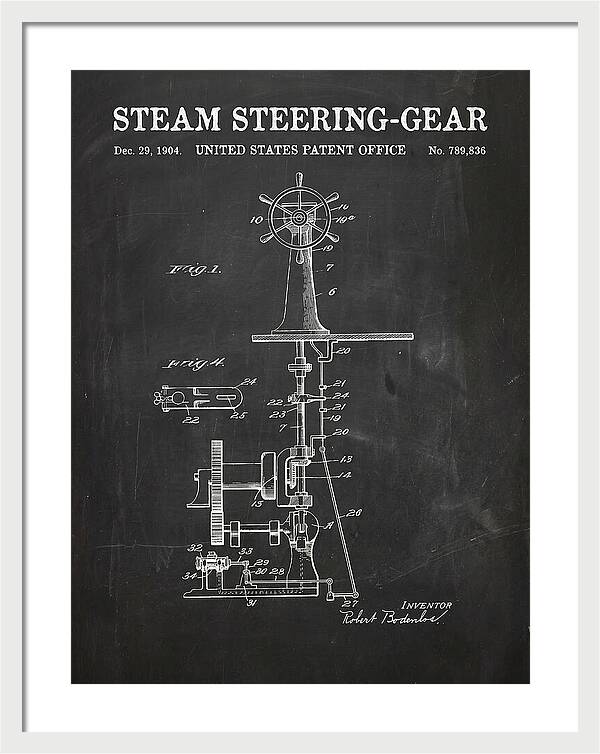 Steam Steering Gear Chalkboard Patent Us789836
