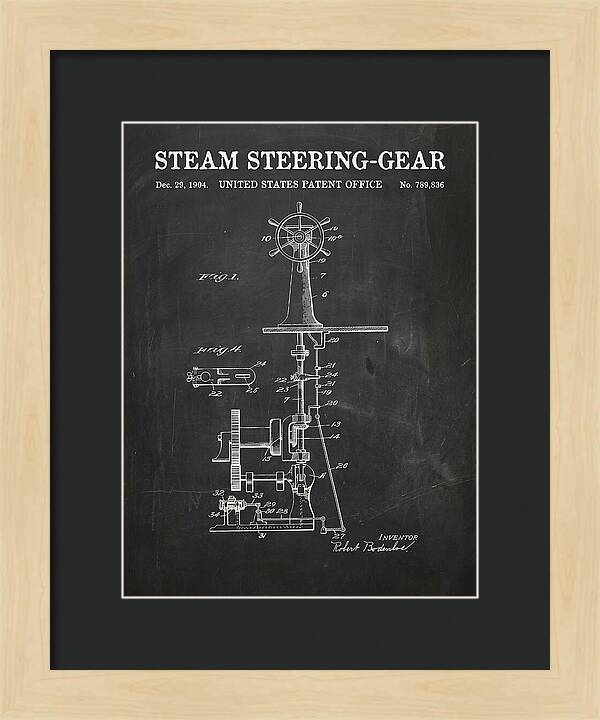 Steam Steering Gear Chalkboard Patent Us789836