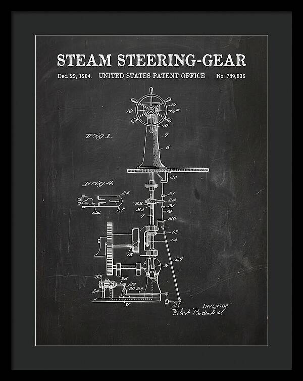 Steam Steering Gear Chalkboard Patent Us789836