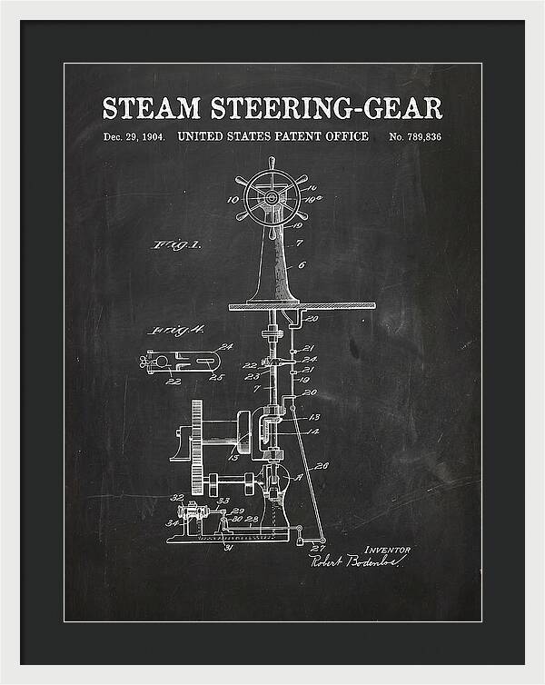 Steam Steering Gear Chalkboard Patent Us789836