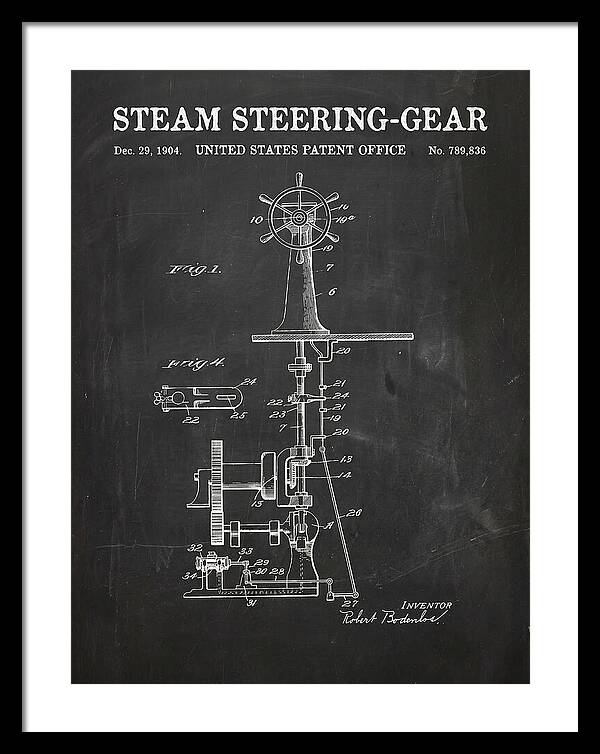 Steam Steering Gear Chalkboard Patent Us789836