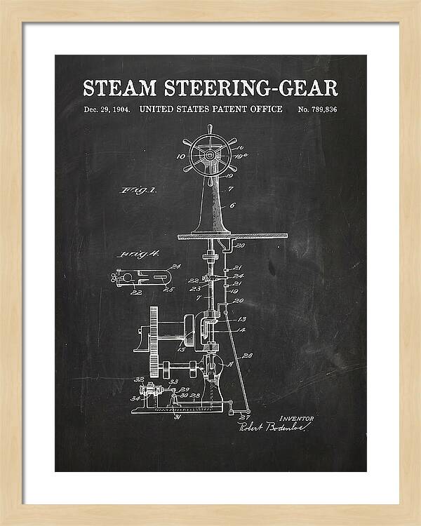 Steam Steering Gear Chalkboard Patent Us789836