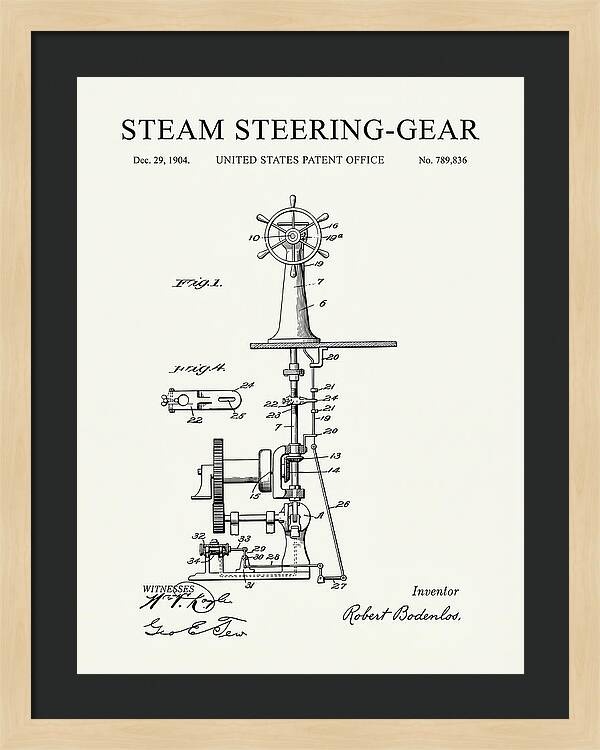 Steam Steering Gear Minimalist Patent Us789836