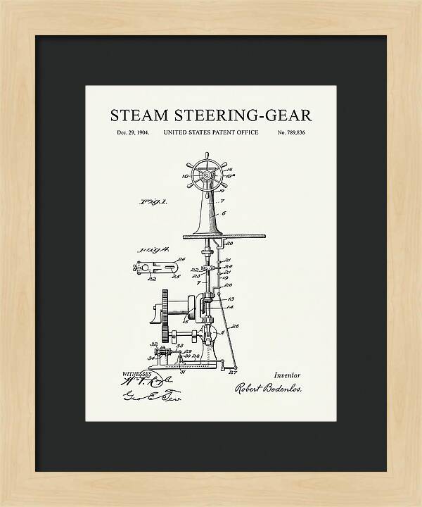 Steam Steering Gear Minimalist Patent Us789836