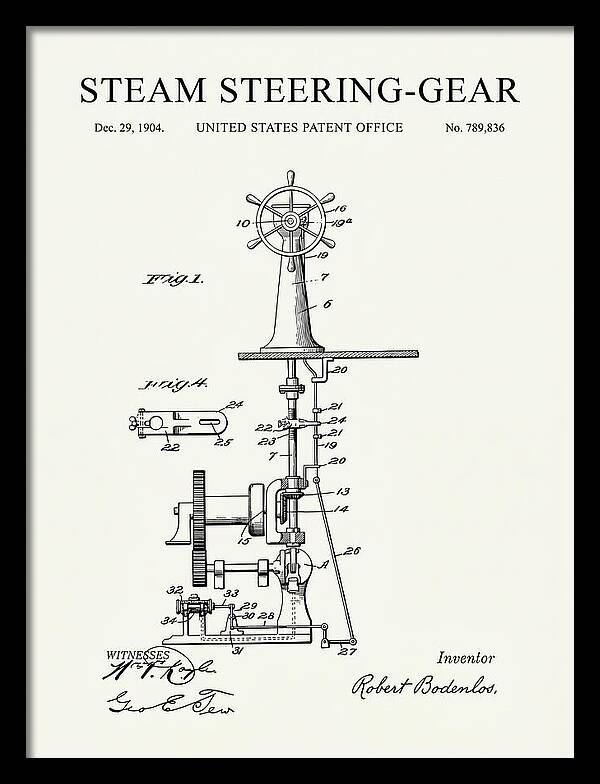 Steam Steering Gear Minimalist Patent Us789836
