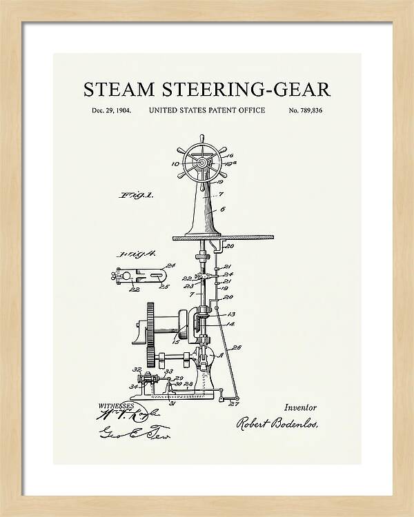 Steam Steering Gear Minimalist Patent Us789836