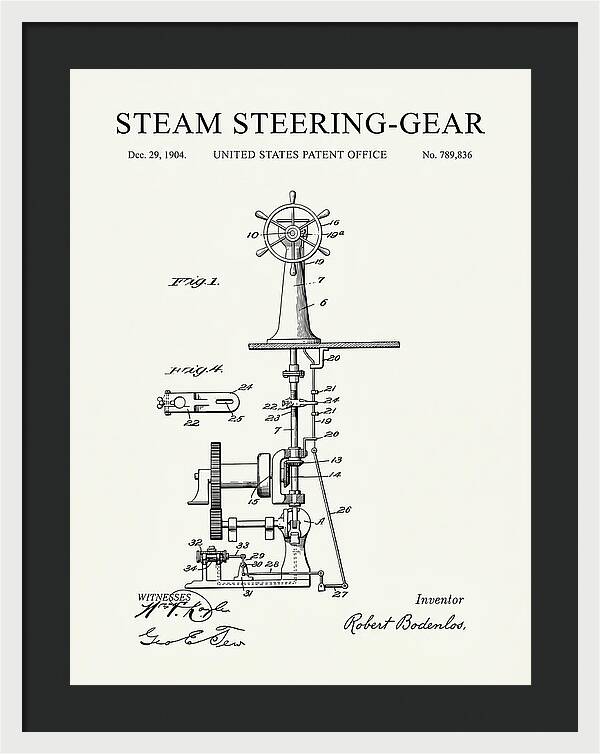 Steam Steering Gear Minimalist Patent Us789836