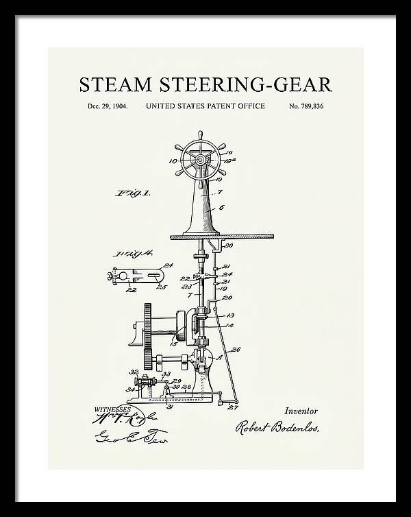 Steam Steering Gear Minimalist Patent Us789836