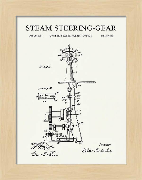 Steam Steering Gear Minimalist Patent Us789836