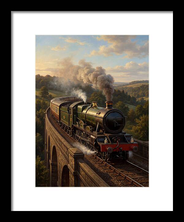 Steam Train Crossing The Viaduct