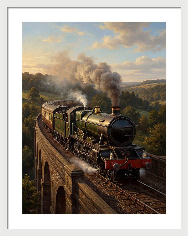 Steam Train Crossing The Viaduct