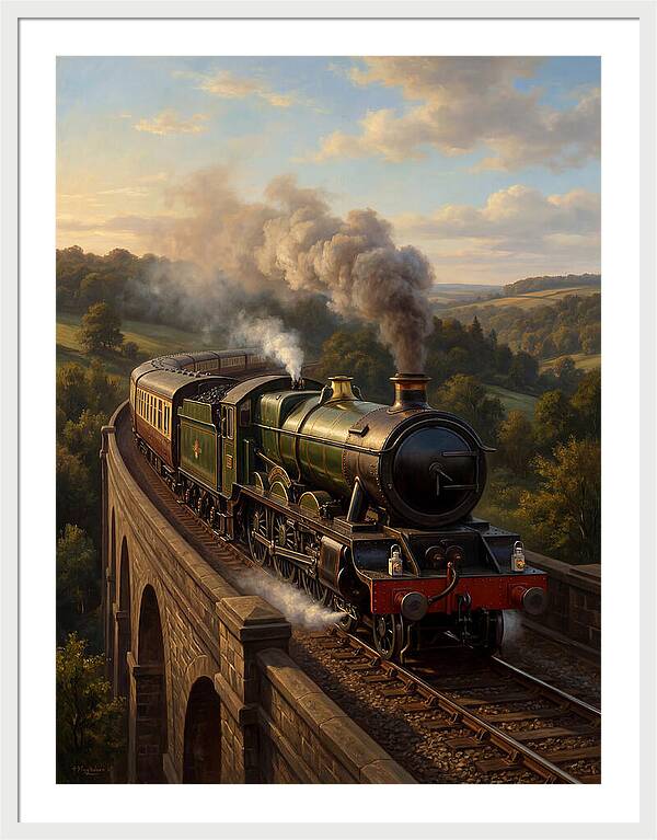 Steam Train Crossing The Viaduct
