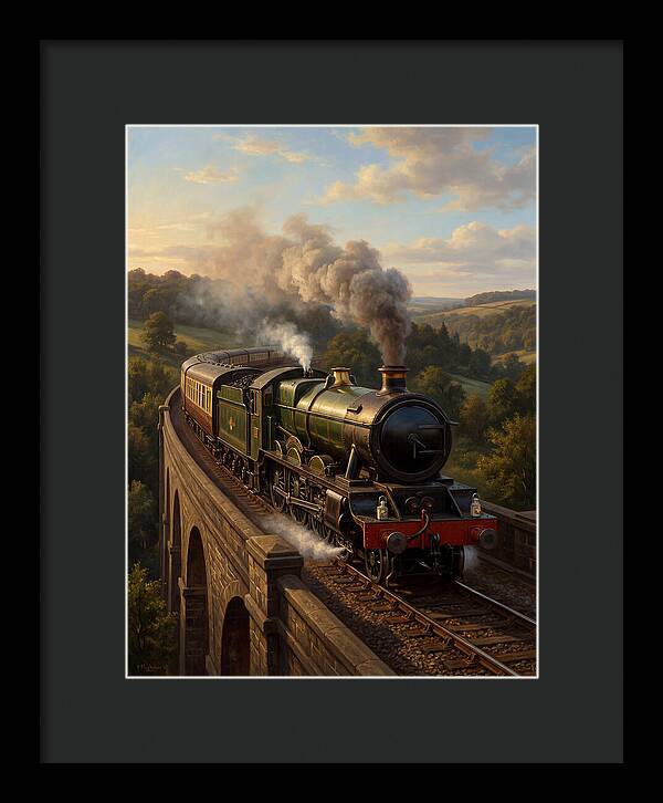 Steam Train Crossing The Viaduct
