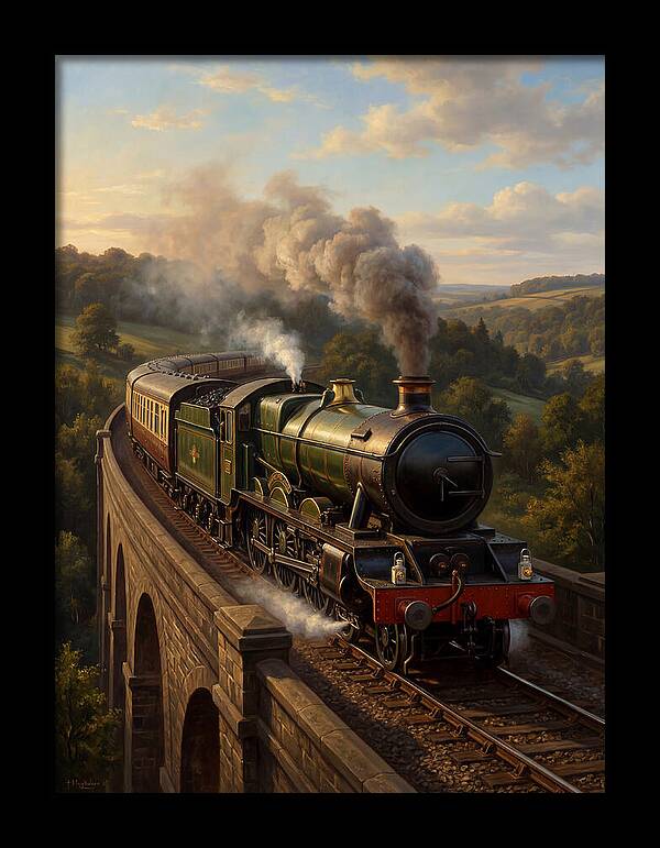 Steam Train Crossing The Viaduct