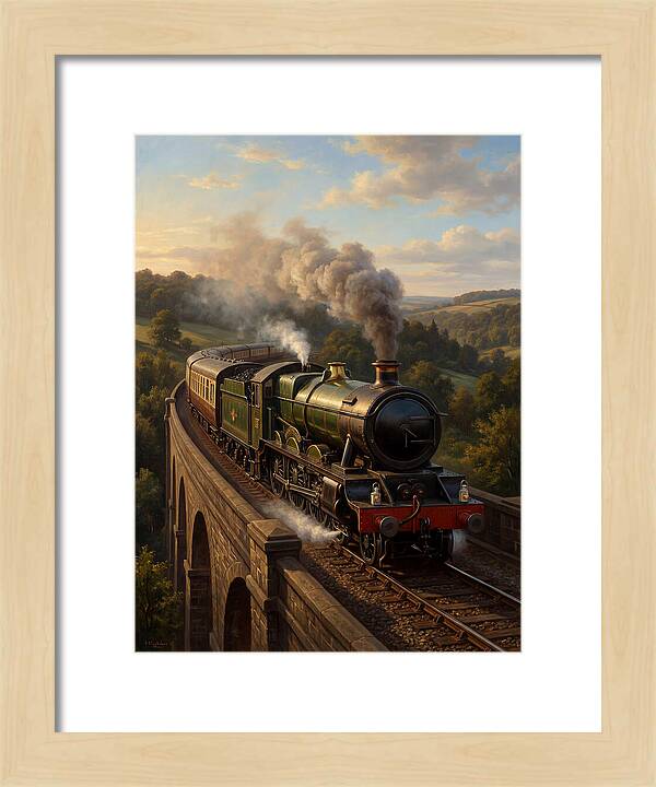 Steam Train Crossing The Viaduct