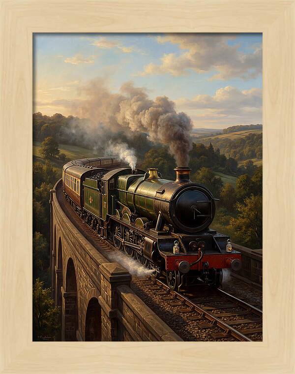Steam Train Crossing The Viaduct