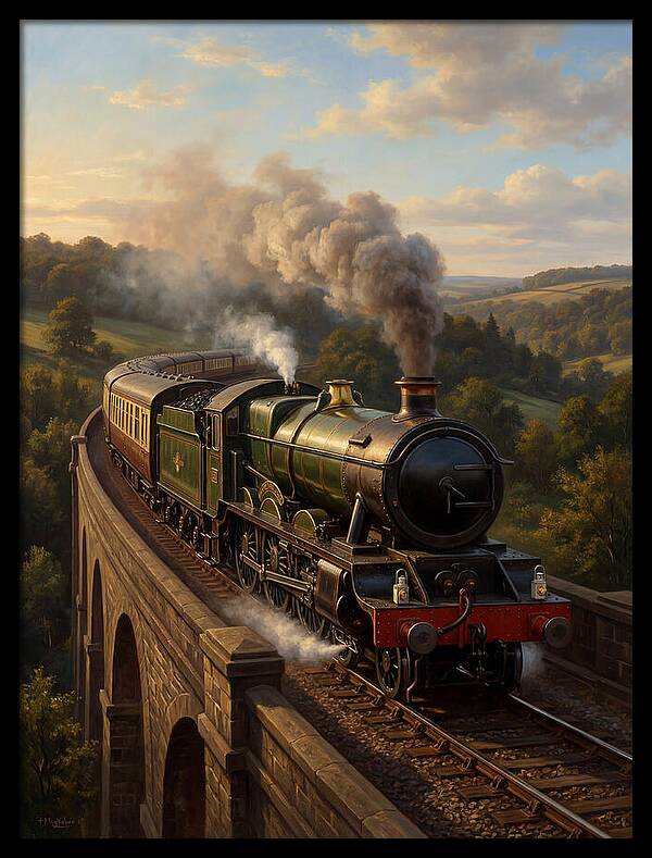 Steam Train Crossing The Viaduct