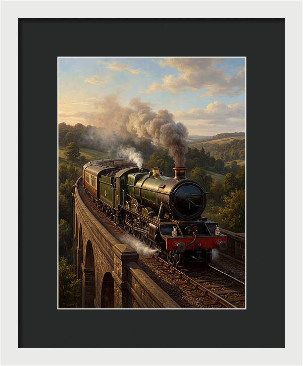 Steam Train Crossing The Viaduct