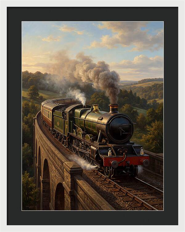Steam Train Crossing The Viaduct